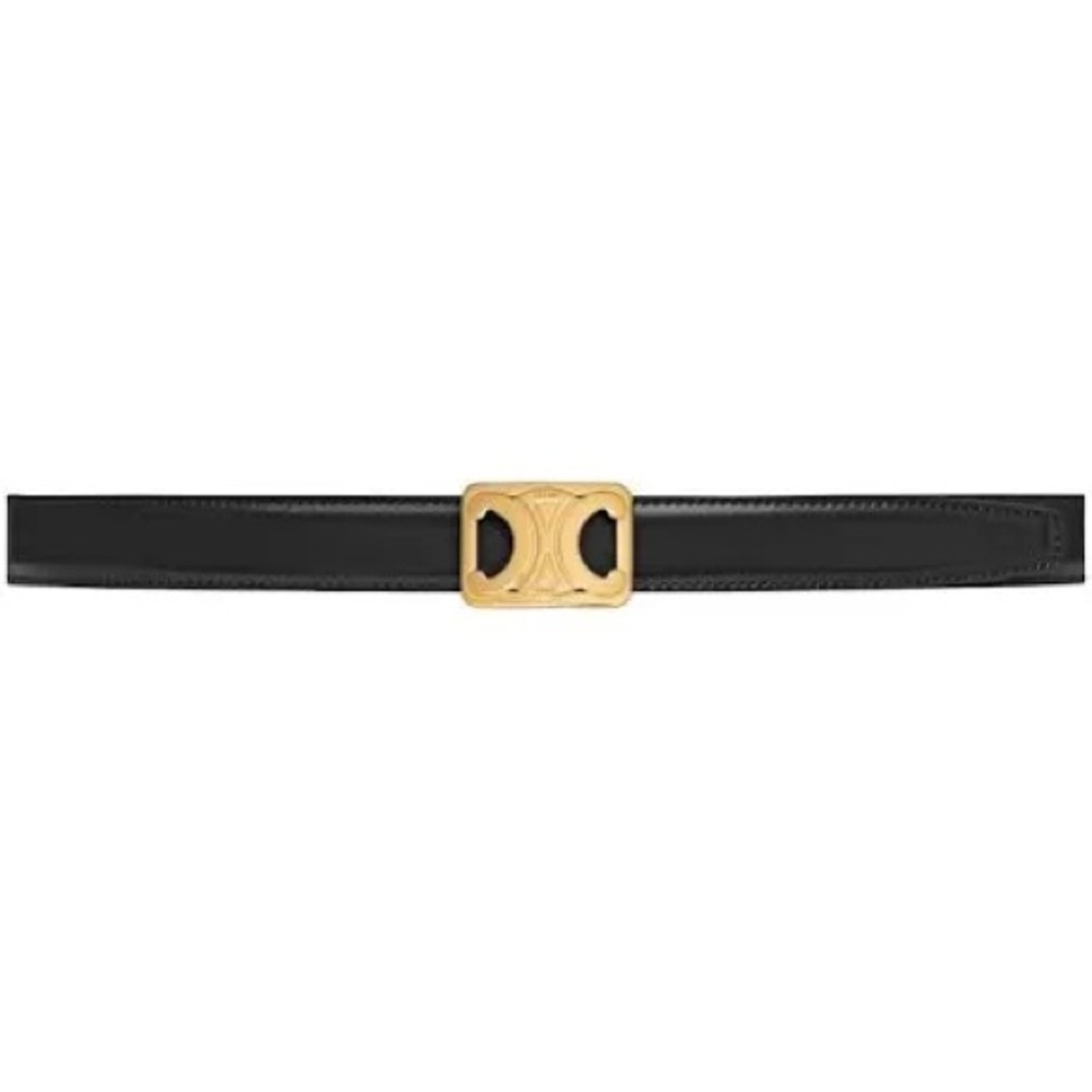 Celine Framed Triomphe Reversible Tan and Black Taurillon Belt